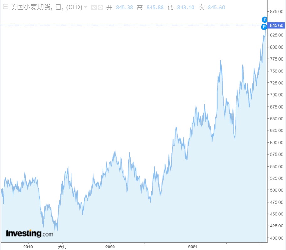 (2025年1月23日)今日美小麦期货最新价格行情查询